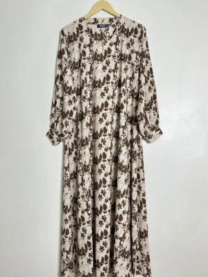 Light Tan - Floral Maxi Abaya HJ1132 - Image 1