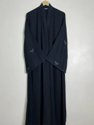 Green - Prestige Bow Sleeves Abaya HJ1110 - Image 1