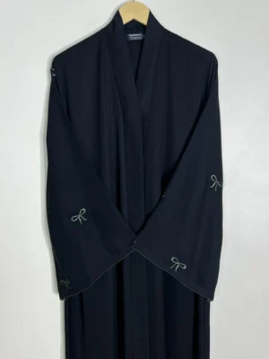 Green - Prestige Bow Sleeves Abaya HJ1110 - Image 2