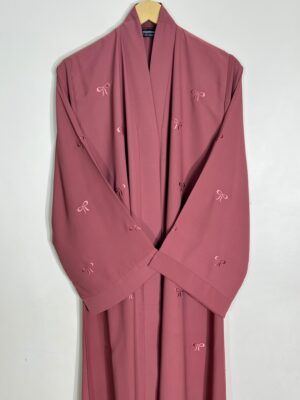 Dusty Pink - Classic Bow Abaya HJ1105 - Image 2