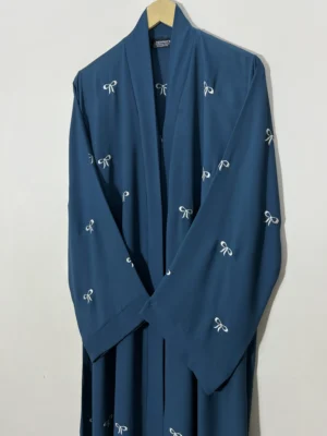 Teal - Classic Bow Abaya HJ1129 - Image 2