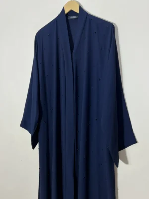 Blue - Pearls Adorned Classic Abaya HJ1143 - Image 2