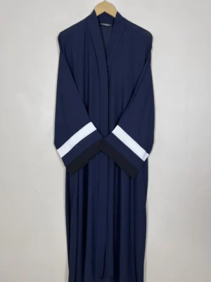 Blue - White Modest Pleated Abaya HJ1151 - Image 1