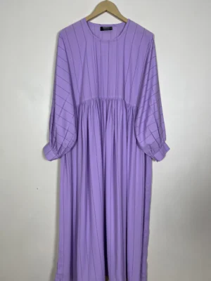 Lilac - Front Chun & Cuff Sleeves Abaya HJ1152 - Image 1