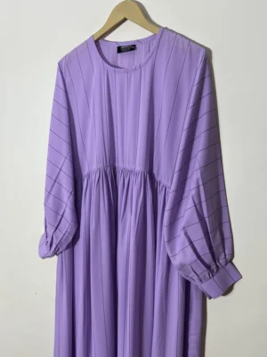 Lilac - Front Chun & Cuff Sleeves Abaya HJ1152 - Image 2