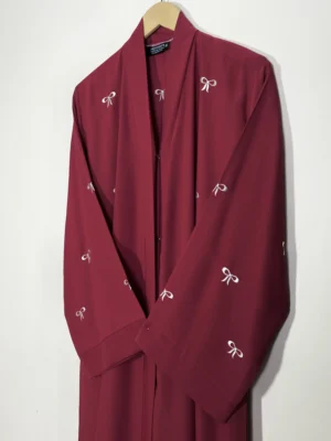 Ruby Red - Classic Bow Abaya HJ1155 - Image 2